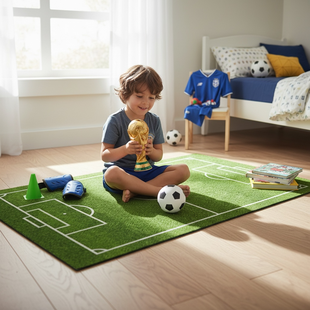 Fodboldmåtte til børn 120 x 80 cm – Fodboldbane til værelset - Billede 2